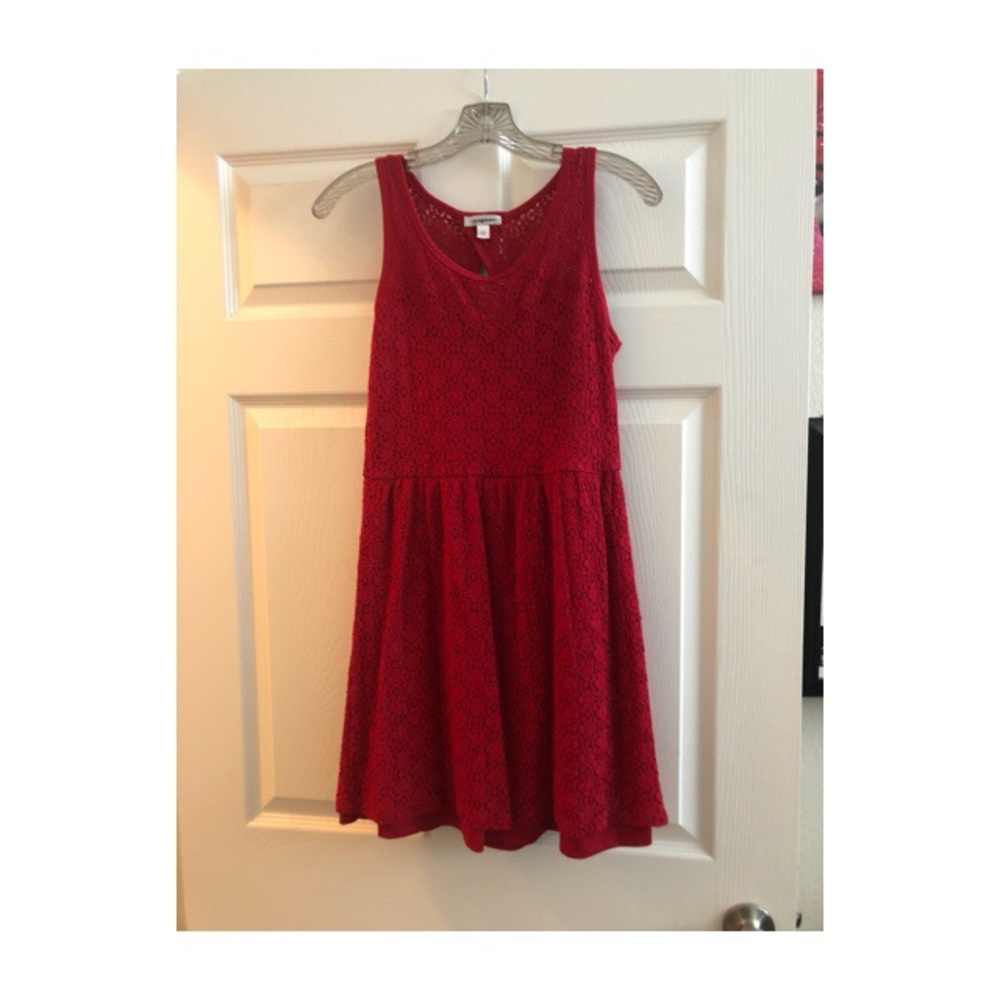 Casual Short red lace dress